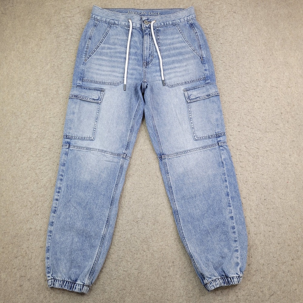 American Eagle Outfitters Light Blue Cargo Jogger Jeans
